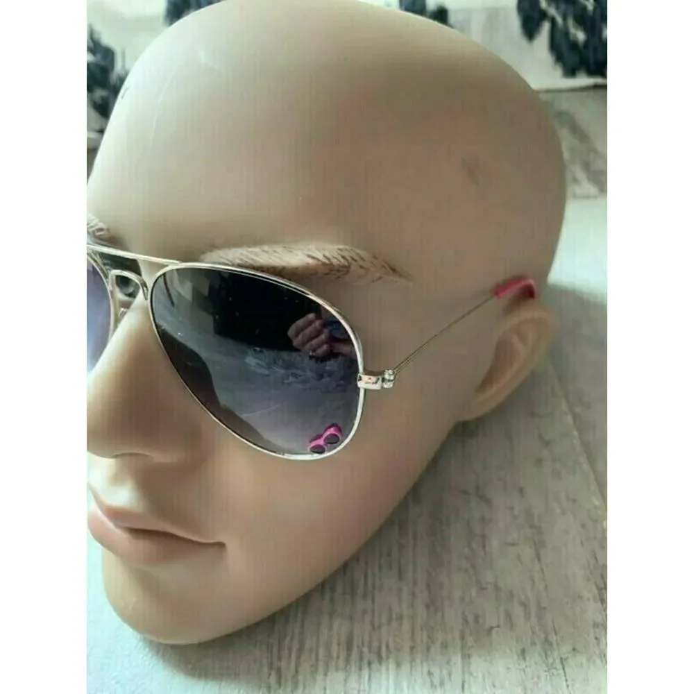 Summer Sunglasses Aviator Oversized Fashion Trendy Silver Pink Decal Designer